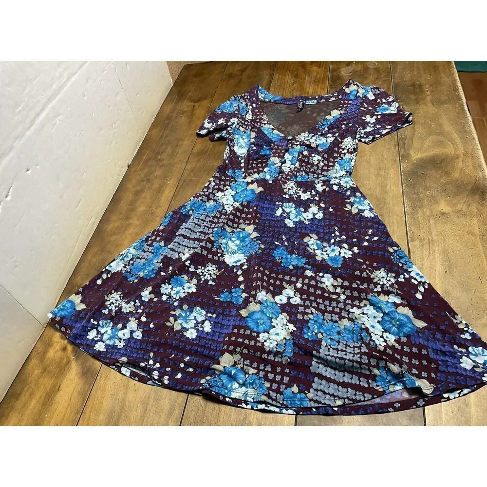 Free People Spring Fling Floral Dress Size Large Plum Purple Blue
